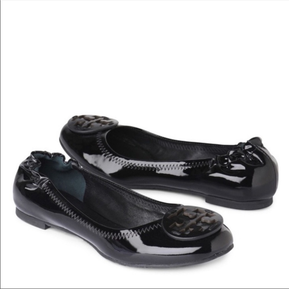 Tory Burch Shiny Black Flats